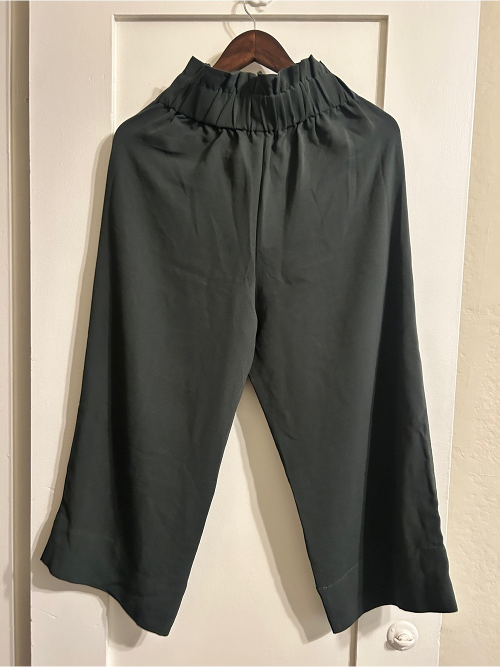 Madewell Dark Green High-Waist Tie-Waist Wide-Leg Pants - Picture 2 of 2